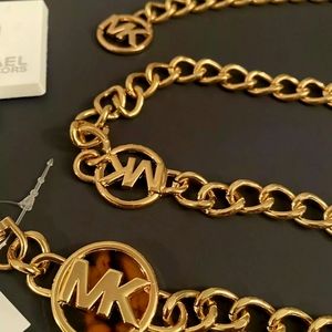 SOLD MICHAEL KORS METAL CHAIN Women’s MK Logo Gold tone BELT Size Large/ X-Large